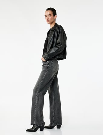 Pamuklu Normal Kesim Düğmeli Düz Paça Yıkamalı Denim Pantolon - Straight Fit Jean