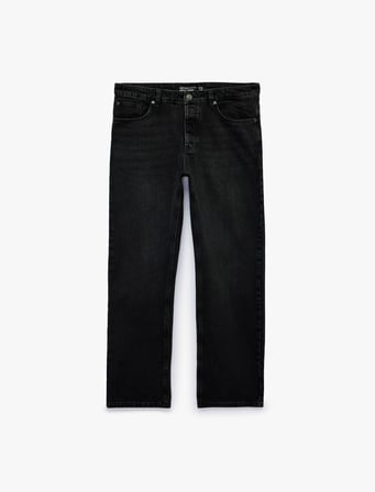 Cepli Normal Bel Pamuklu Vintage Straight Jean Pantolon