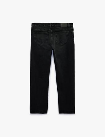 Cepli Normal Bel Pamuklu Vintage Straight Jean Pantolon