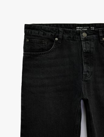 Cepli Normal Bel Pamuklu Vintage Straight Jean Pantolon