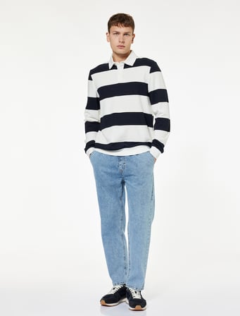 Pamuklu Beli Bağcıklı Bol Baggy Jean Pantolon