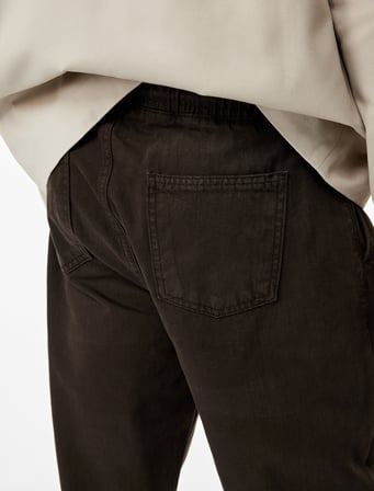 Pamuklu Cepli Bol Kalıp Beli Bağcıklı Jean Pantolon