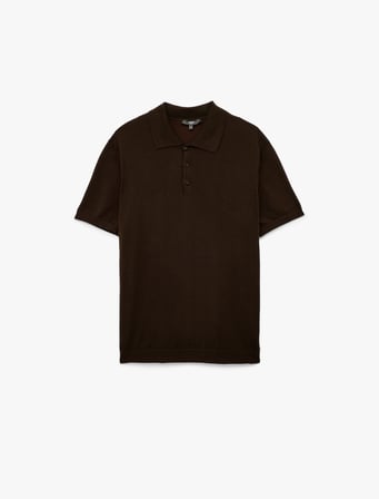 Regular Fit Düğmeli Polo Yaka Pamuklu Kısa Kollu Triko Tişört
