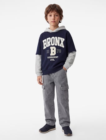 Baskılı Şardonlu Uzun Kollu Oversize Kapşonlu Sweatshirt