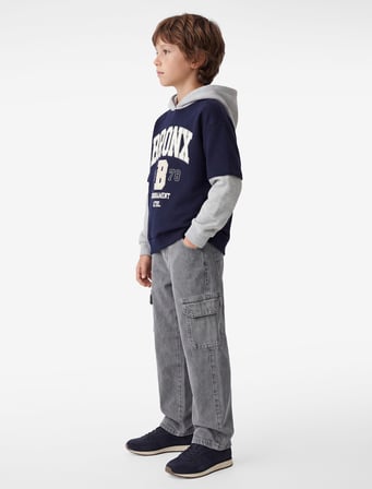 Baskılı Şardonlu Uzun Kollu Oversize Kapşonlu Sweatshirt