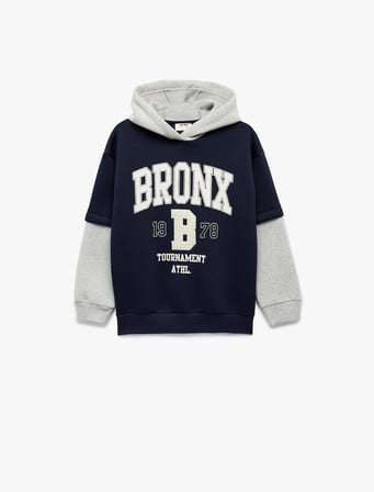 Baskılı Şardonlu Uzun Kollu Oversize Kapşonlu Sweatshirt