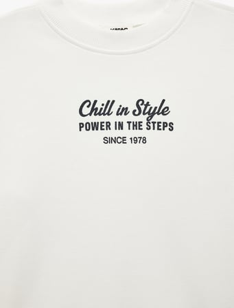 Pamuklu Uzun Kollu Bisiklet Yaka Baskılı Sweatshirt