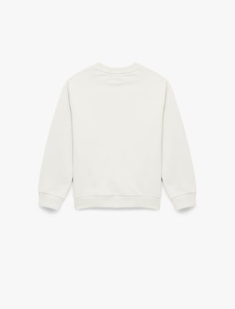 Pamuklu Uzun Kollu Bisiklet Yaka Baskılı Şardonlu Sweatshirt