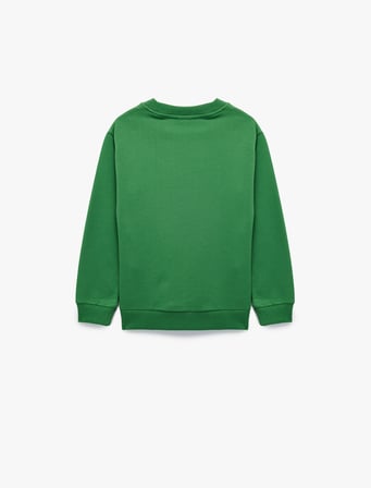 Futbol Baskılı Uzun Kollu Bisiklet Yaka Şardonlu Okul Sweatshirt