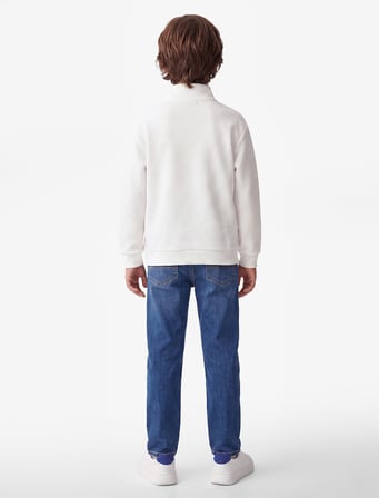 Baskı Detaylı Yarım Fermuar Detaylı Uzun Kollu Dik Yaka Okul Sweatshirt