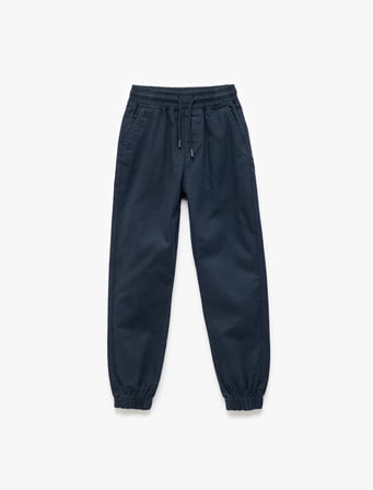 Beli Bağcıklı Cep Detaylı Pamuklu Gabardin Jogger Pantolon