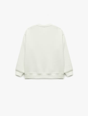 Şardonlu Uzun Kollu Bisiklet Yaka Sweatshirt