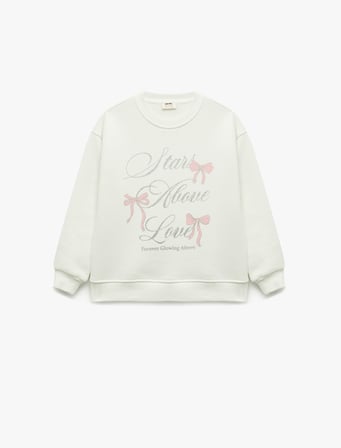 Şardonlu Uzun Kollu Bisiklet Yaka Sweatshirt