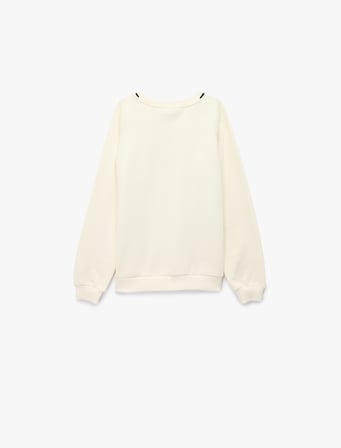 Fiyonk Detaylı Uzun Kollu Bisiklet Yaka Şardonlu Sweatshirt