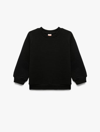 Uzun Kollu Bisiklet Yaka Basic Sweatshirt