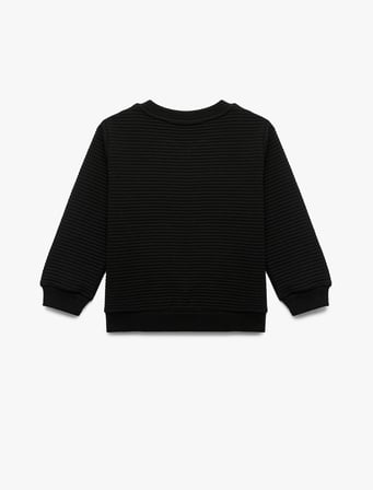 Uzun Kollu Bisiklet Yaka Basic Sweatshirt