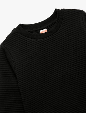 Uzun Kollu Bisiklet Yaka Basic Sweatshirt