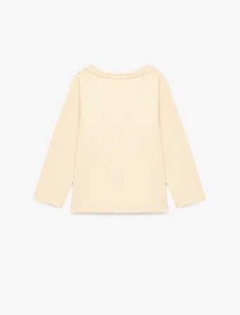 Düğmeli Uzun Kollu Bisiklet Yaka Pamuklu Sweatshirt