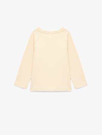 Düğmeli Uzun Kollu Bisiklet Yaka Pamuklu Sweatshirt