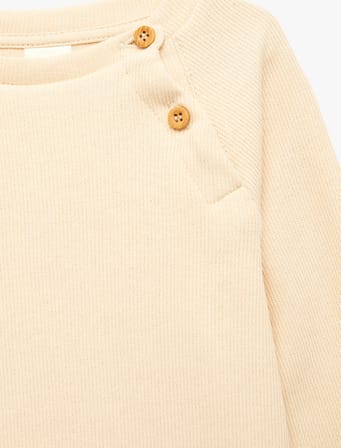 Düğmeli Uzun Kollu Bisiklet Yaka Pamuklu Sweatshirt