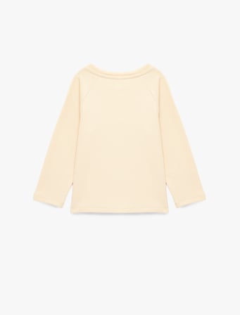 Düğmeli Uzun Kollu Bisiklet Yaka Pamuklu Sweatshirt