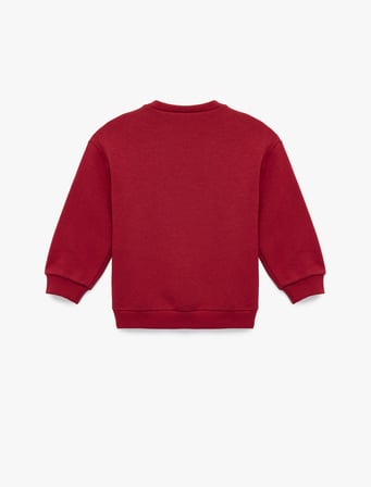 Sweatshirt Uzun Kollu Bisiklet Yaka Slogan Baskılı Aplike Detaylı