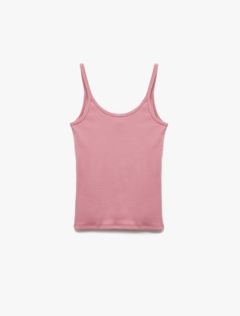 Slim Fit Pamuklu U Yaka İnce Askılı Fitilli Atlet Tişört