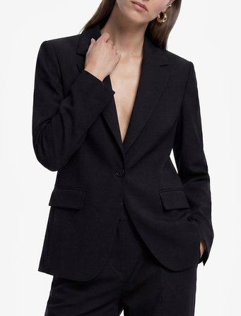 Geniş Yaka Düğmeli Cep Detaylı Blazer Ceket