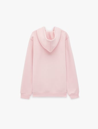 Üç İplik Şardonlu Kanguru Cepli Kapüşonlu Kedi Baskılı Sweatshirt