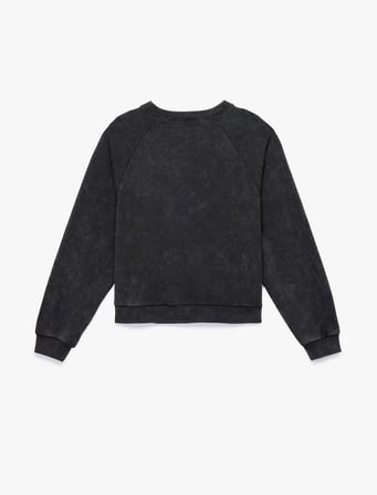 Pamuklu Üç İplik Şardonlu Yıkamalı Uzun Kollu Bisiklet Yaka Sweatshirt