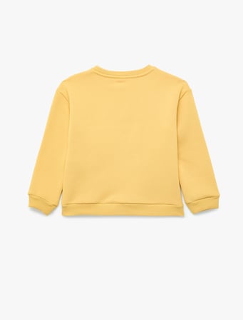Kedi Baskılı Kanguru Cepli Uzun Kollu Şardonlu Sweatshirt