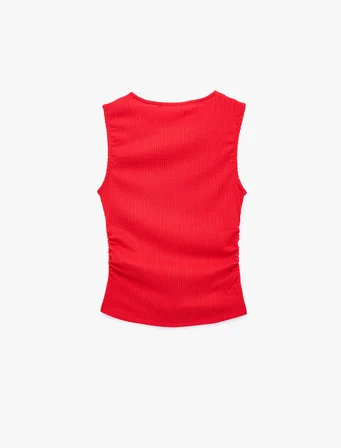 Bürümcük Kumaş Dokulu Slim Fit Kolsuz Bisiklet Yaka Atlet