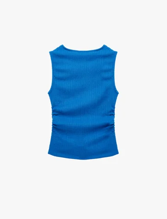 Bürümcük Kumaş Dokulu Slim Fit Kolsuz Bisiklet Yaka Atlet