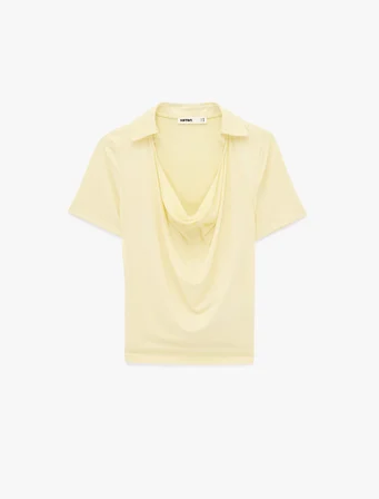 Slim Fit Polo Degaje Yaka Kısa Kollu Bluz