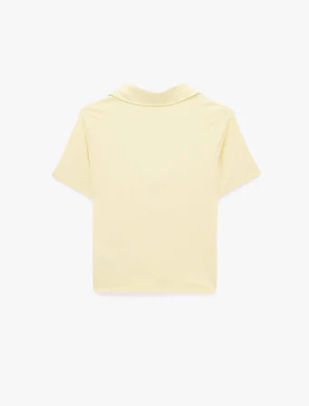 Slim Fit Polo Degaje Yaka Kısa Kollu Bluz