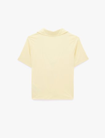 Slim Fit Polo Degaje Yaka Kısa Kollu Bluz