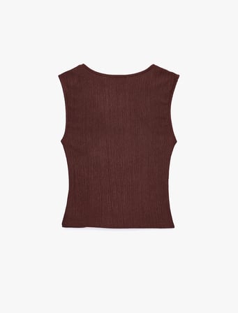Slim Fit Kolsuz Büzgülü V Yaka Tişört