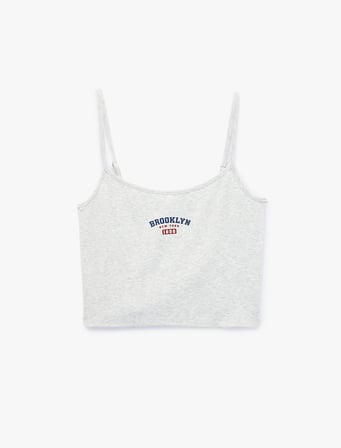 Baskı Detaylı Viskon Askılı Pijama Üstü