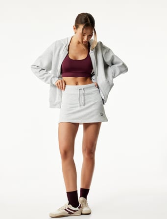 Şardonlu Kanguru Cepli Uzun Kollu Kapüşonlu Fermuarlı Oversize Spor Sweatshirt