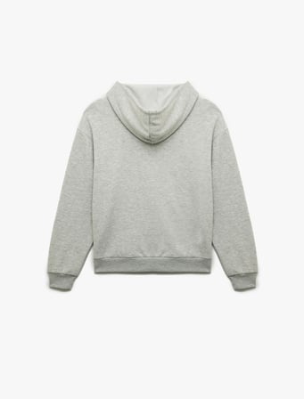 Şardonlu Kanguru Cepli Uzun Kollu Kapüşonlu Fermuarlı Oversize Spor Sweatshirt