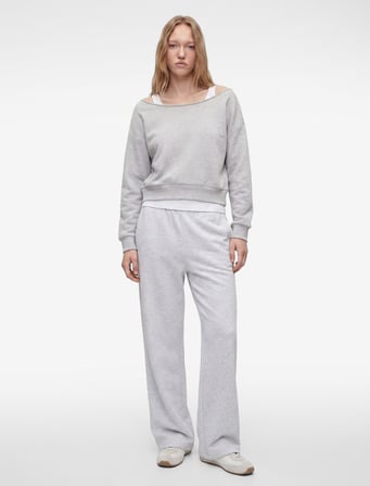 Kayık Yaka Modal Karışımlı Uzun Kollu Sweatshirt