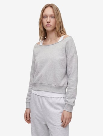 Kayık Yaka Modal Karışımlı Uzun Kollu Sweatshirt
