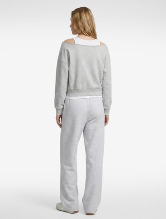 Kayık Yaka Modal Karışımlı Uzun Kollu Sweatshirt