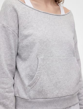 Kayık Yaka Modal Karışımlı Uzun Kollu Sweatshirt