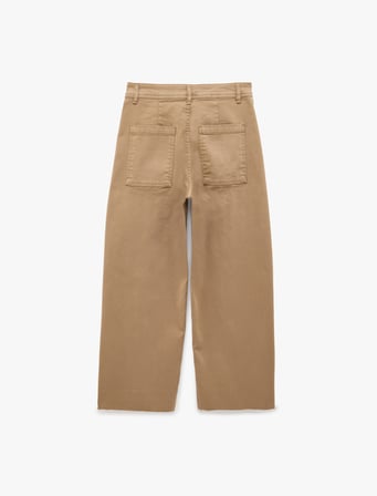 Cepli Rahat Kalıp Kesik Paça Yüksek Bel  Jean Pantolon - Culoette Jean