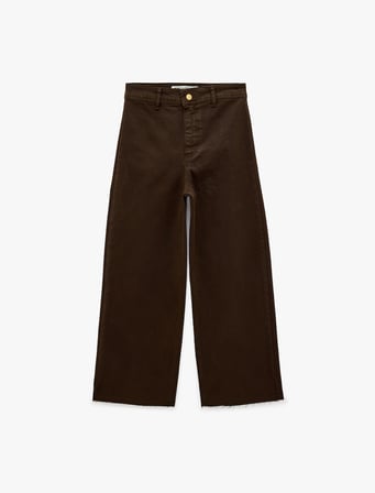 Cepli Rahat Kalıp Kesik Paça Yüksek Bel  Jean Pantolon - Culoette Jean