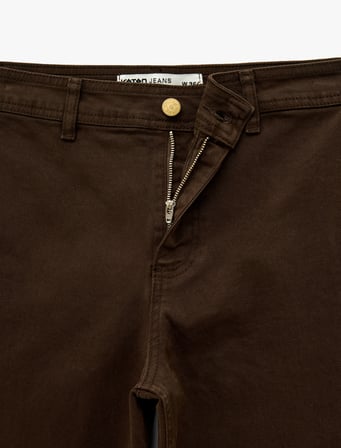 Cepli Rahat Kalıp Kesik Paça Yüksek Bel  Jean Pantolon - Culoette Jean
