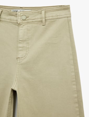 Cepli Rahat Kalıp Kesik Paça Yüksek Bel  Jean Pantolon - Culoette Jean