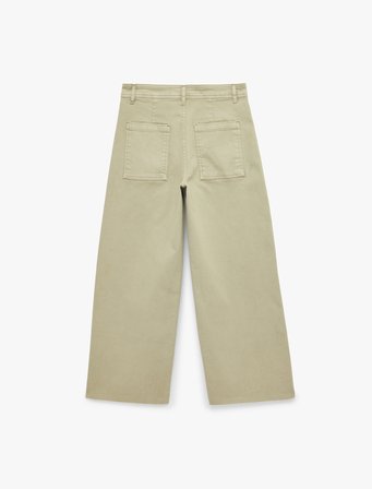 Cepli Rahat Kalıp Kesik Paça Yüksek Bel  Jean Pantolon - Culoette Jean