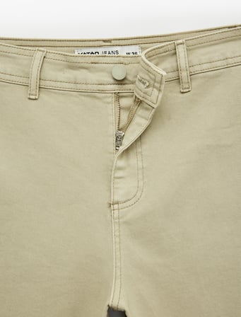 Cepli Rahat Kalıp Kesik Paça Yüksek Bel  Jean Pantolon - Culoette Jean